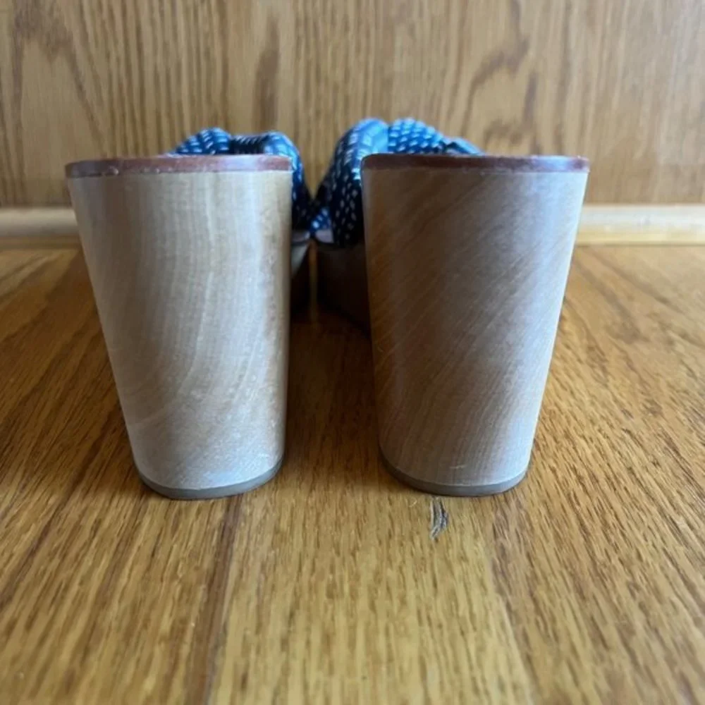 Loeffler Randall Taylor Wedge Sandals Womens blue 7 Knotted‎ Upper EUC